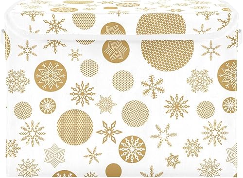 Miniatura 7 de Contenedores de almacenamiento de copos de nieve dorados navideños con tapas, apilables, organización de armario, almacenamiento de plástico para