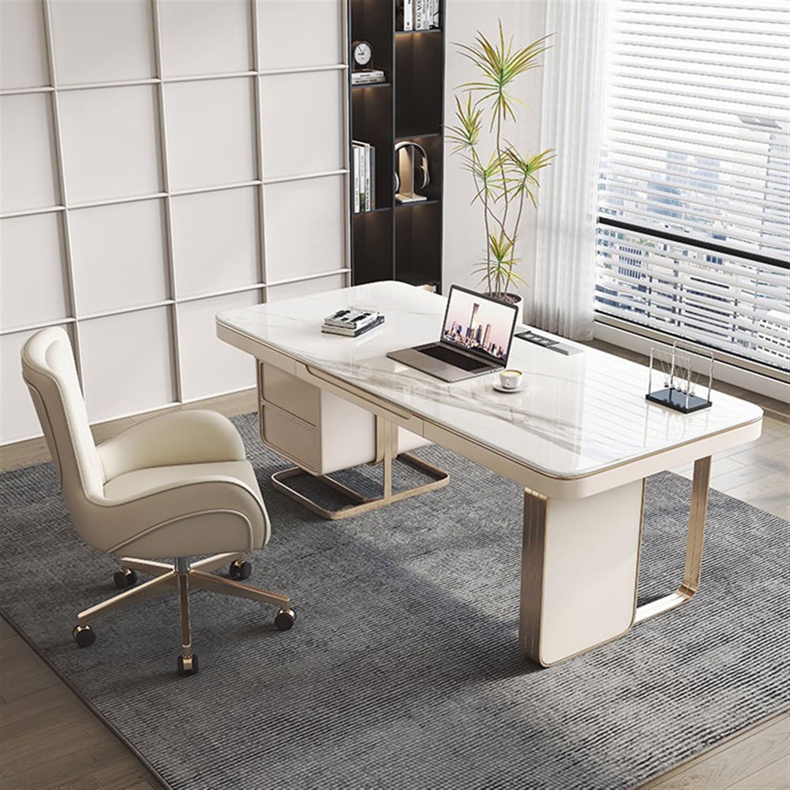 Biurko do nauki pracy światło luksusowy nowoczesny minimalistyczny styl wysokiej klasy płyta skalna biurko i krzesło PC stół designerski stół do nauki biurko do pisania biuro domowe biuro