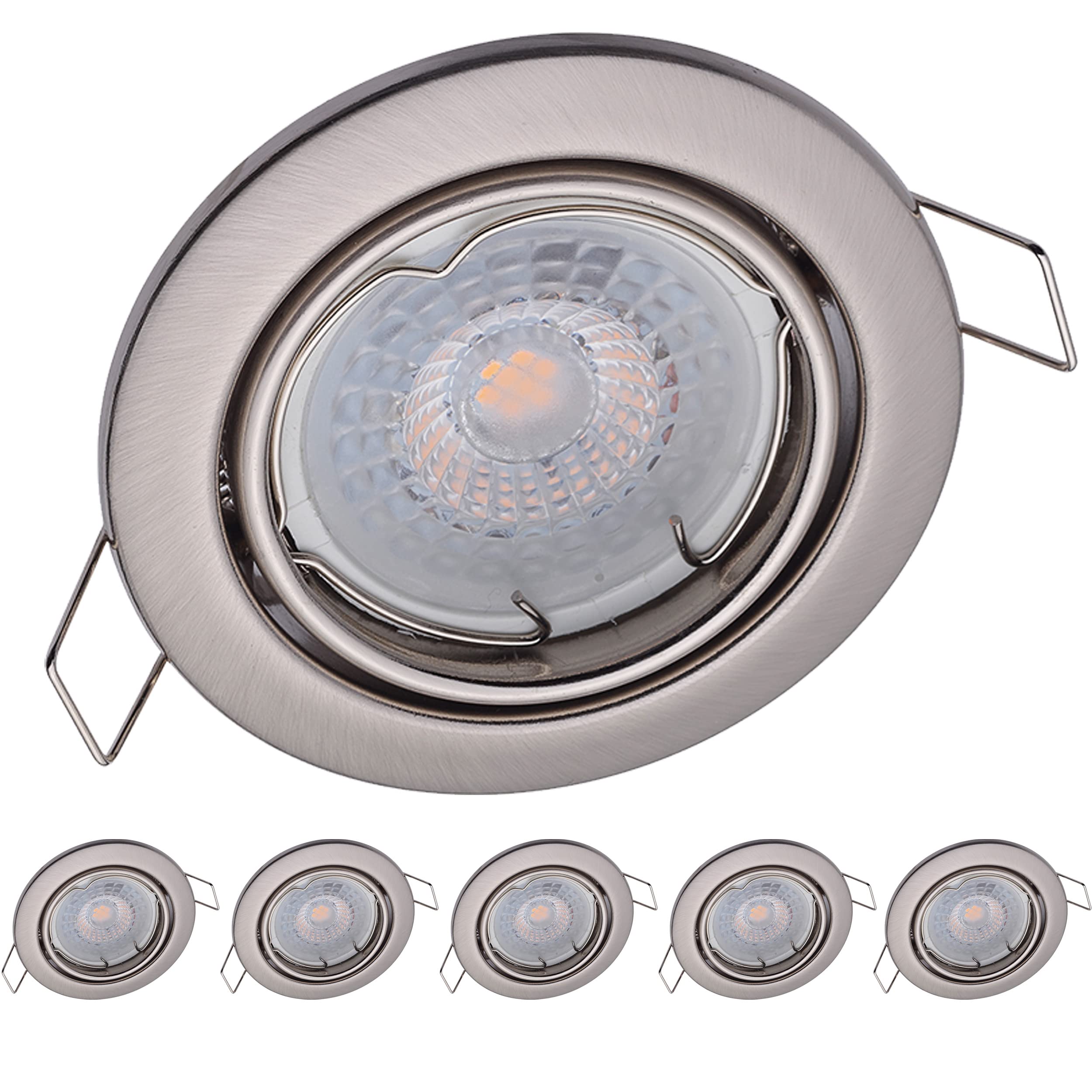 Oktaplex Set 6 Lámparas LED de Empotrar Orientable Dijon - Módulo LED Intensidad Regulable 3 Niveles 4,8W 2700K 230V 380Lm Ø68mm Luz Blanca Cálida