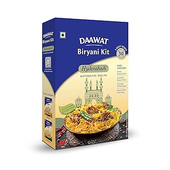 Daawat Biryani Kit Hyderabadi | Authentic Recipe | Ready in 30 min | Ready to Cook 334 gm - image, photos
