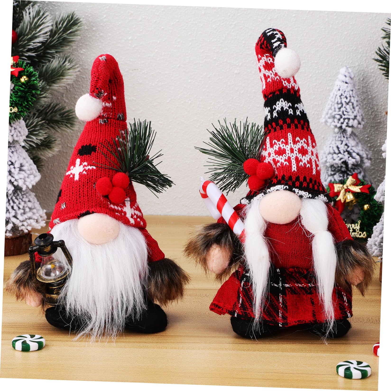 Toyvian 6 Piezas Conjunto de Gnomos Navideños de Peluche Rojo Copos