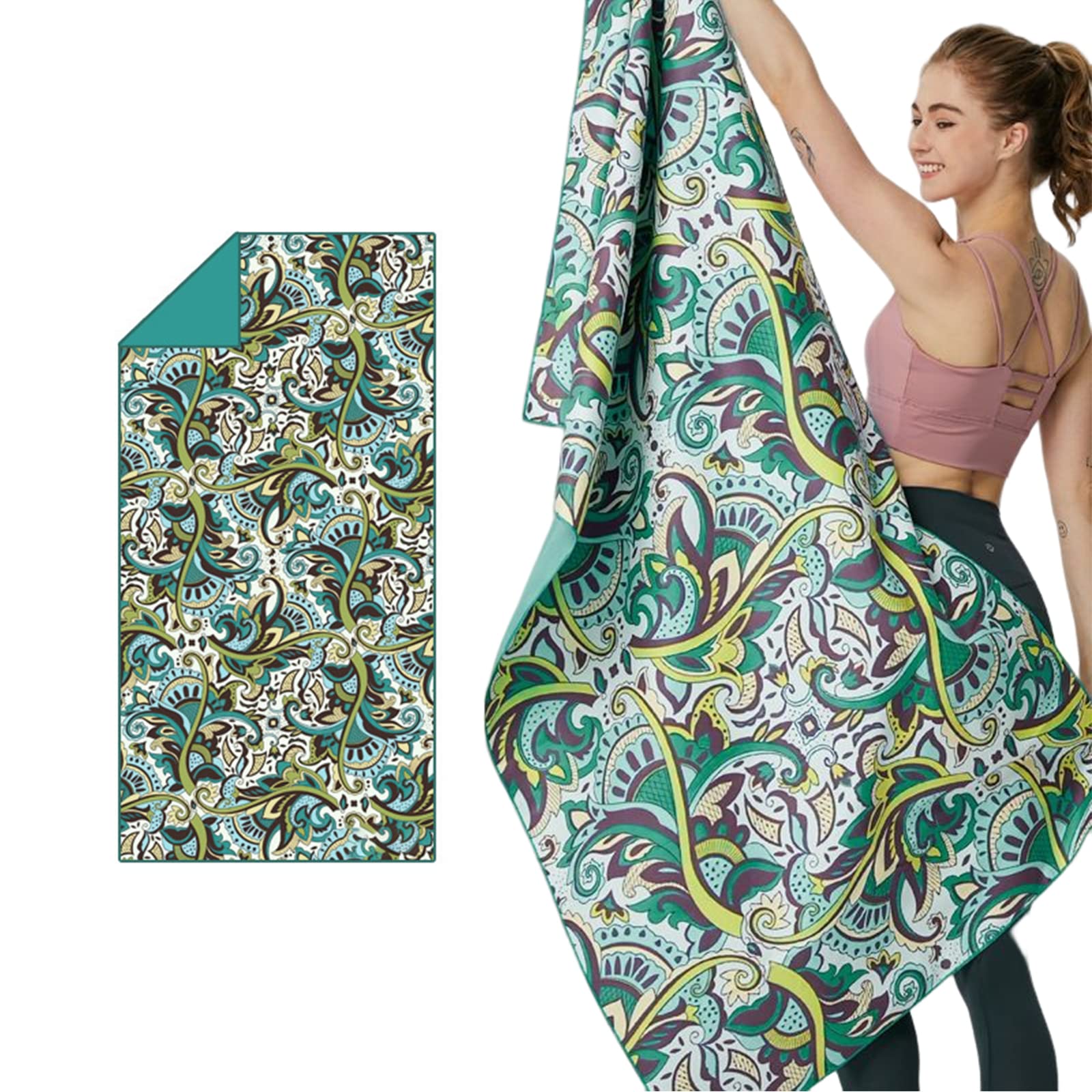 LumiSyne Microfiber Beach Towel UPF 50+ Large Reversible Beach Towel Super Absorbent And Quick Drying Sand Free Towel Lightweight Compact Travel Towel For Beach Swimming Sports Gym Yoga Camping Hiking