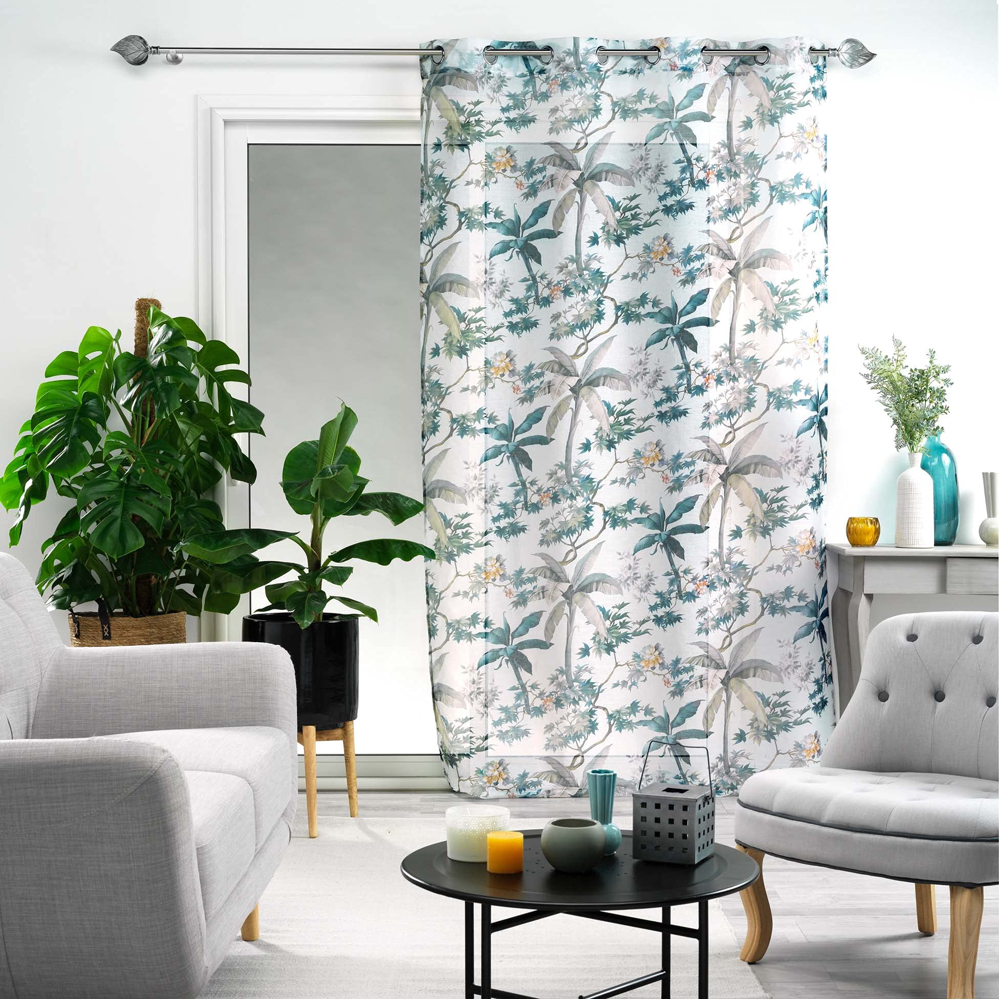 Voilage à œillets 140 x 240 cm Galactee Blanc - Voile Sablé Brodé
