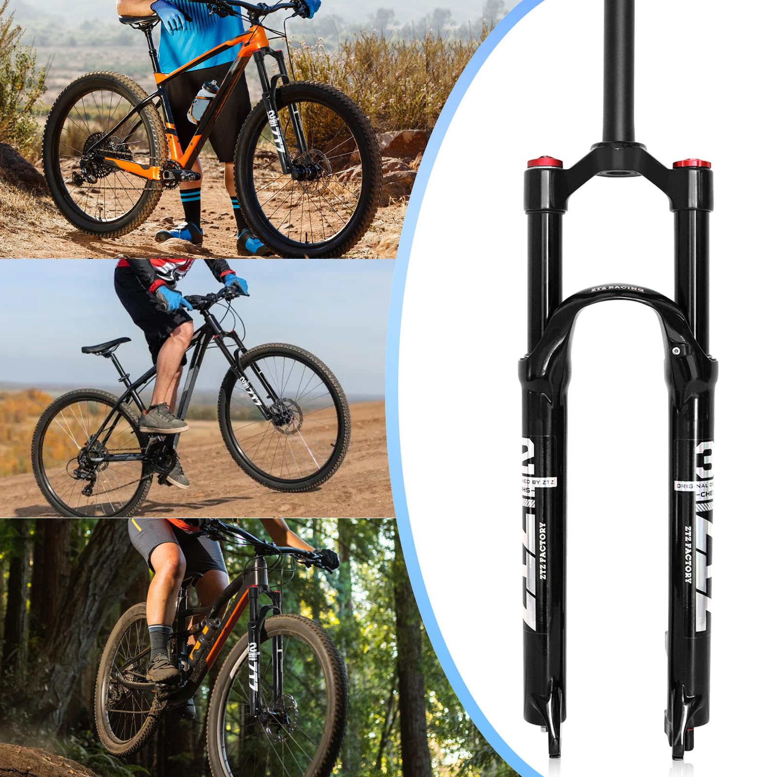 26/27,5/29 Zoll MTB-Doppel-Luftfedergabel, 1 1/8 gerader Rohrdurchmesser, 120 mm Federweg, Schnellspanner 9 mm × 100 mm, manuelle Sperre, leichte Vorderradgabel für XC/AM-Mountainbikes