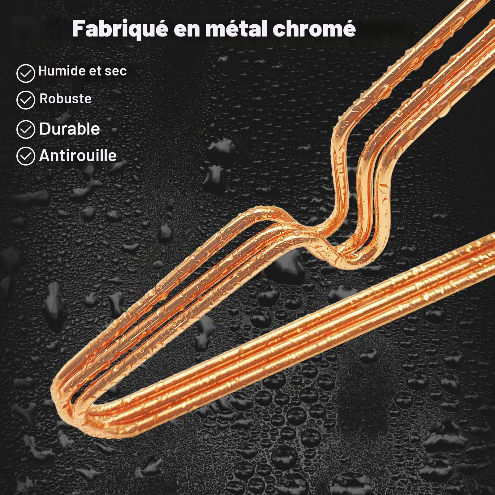 ABHENG Lot de 100 Cintres en Métal, Robustes, Gain de Place, Résistant, Antirouille, Élégants et de Qualité, Durables, 42 x 0,3 x 21 cm (L x B x H), Or Rose, AIY03100R