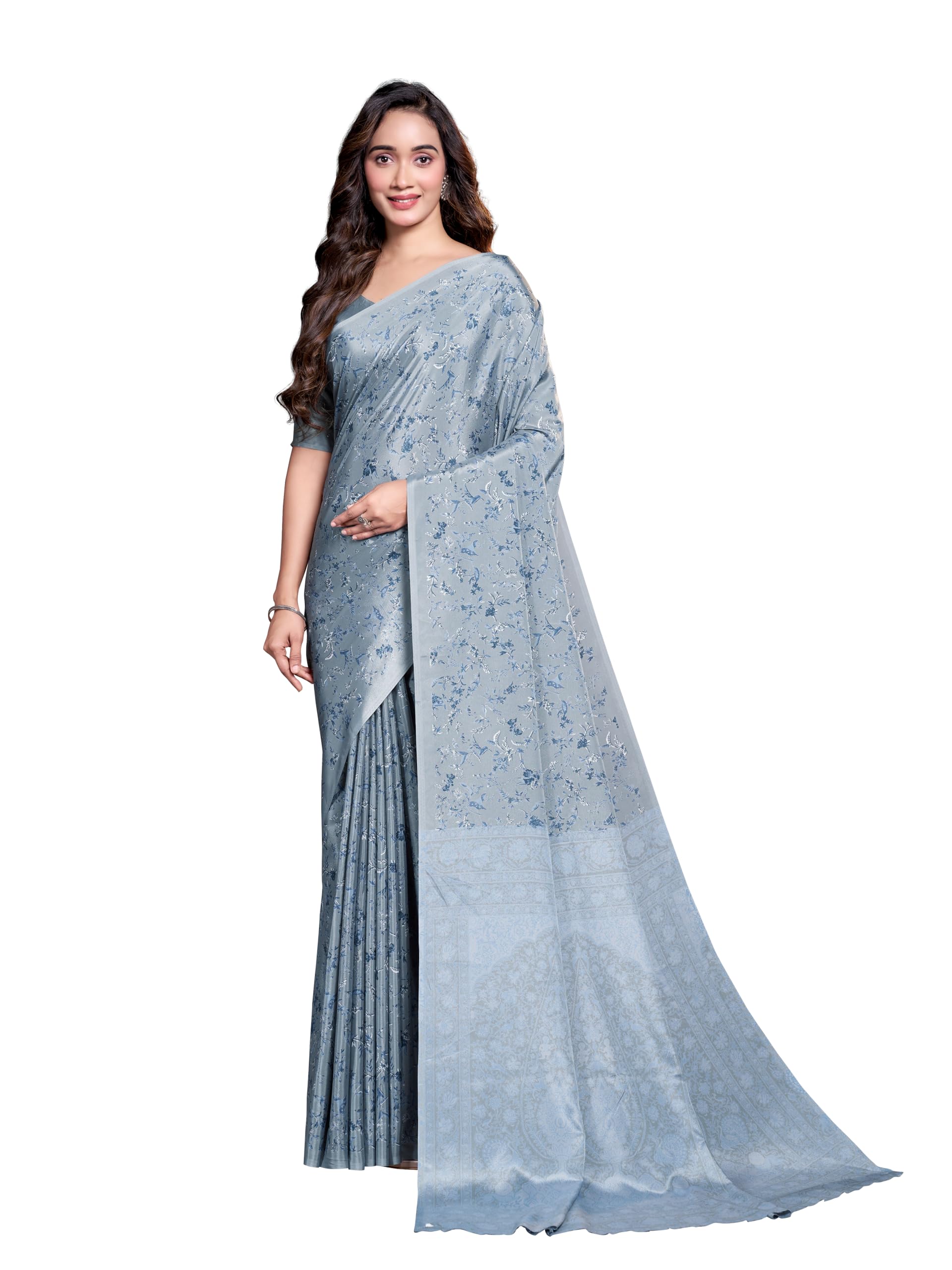 garden vareli Floral Print Crepe Saree With Unstitched Blouse Piece-picture-23