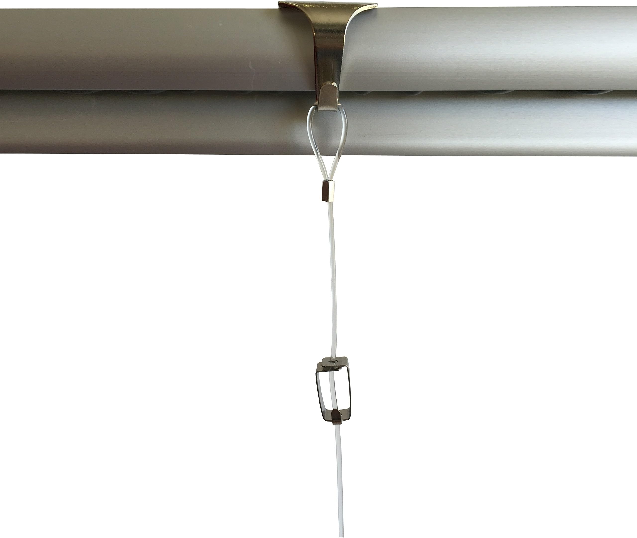 10 Pack each STAS Moulding Hooks + Perlon Cords with Loop + Smartspring Hooks (59" perlon cord, Chrome)