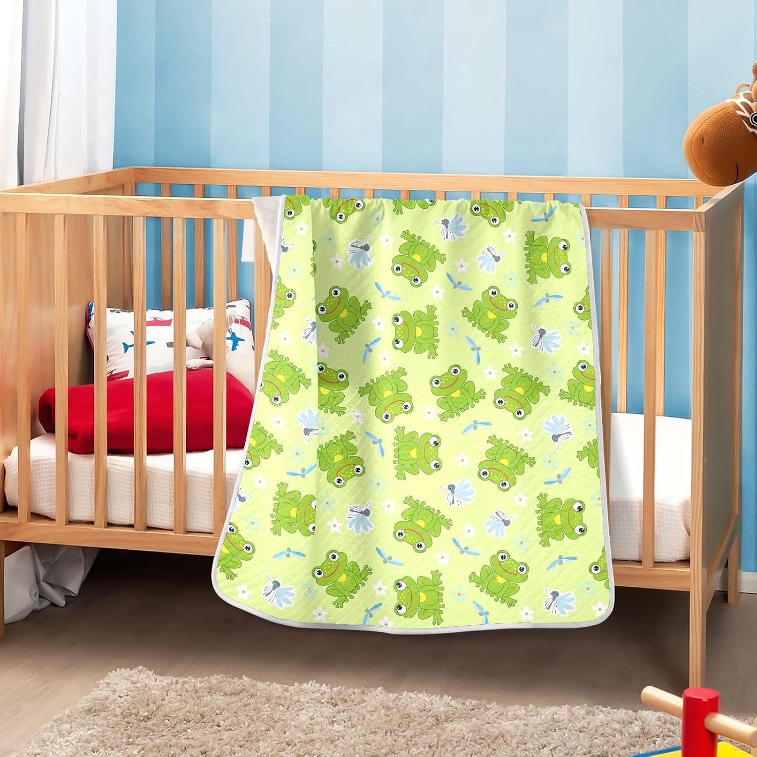 Swaddle Blanket for Frogs and Dragonfly Baby Receiving Blanket Muslin Baby Swaddles Soft Cotton Breathable Nursery Blankets for Unisex Boys and Girls 30x40 Inch