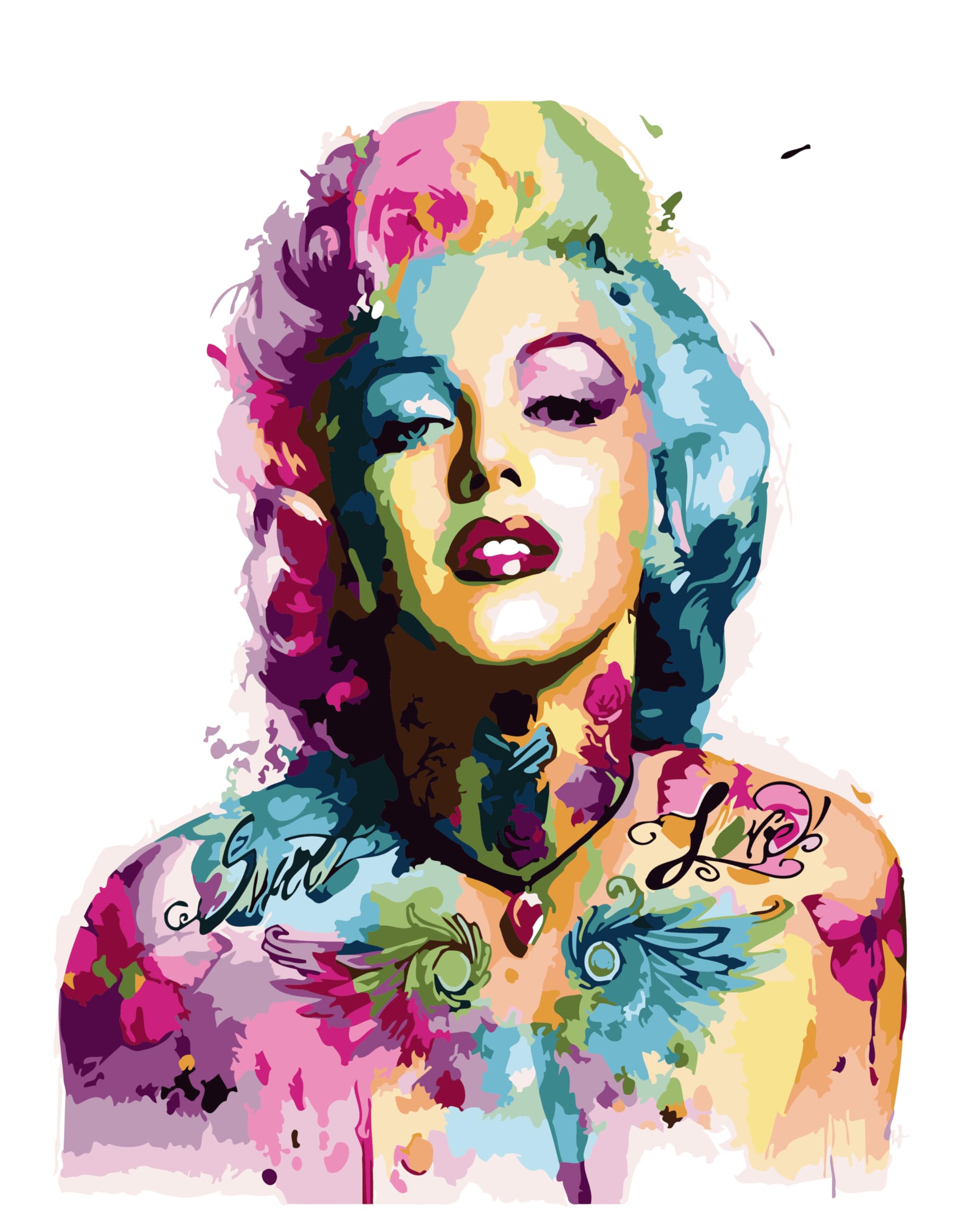 Diodark Women's 35040 Marilyn Monroe Paint By Numbers For Adults Kids Beginners, Diy Canvas Acrylic Oil Painting Kits,Painting Work For Relax And Home Wall Decoration 12X16inch (35040)