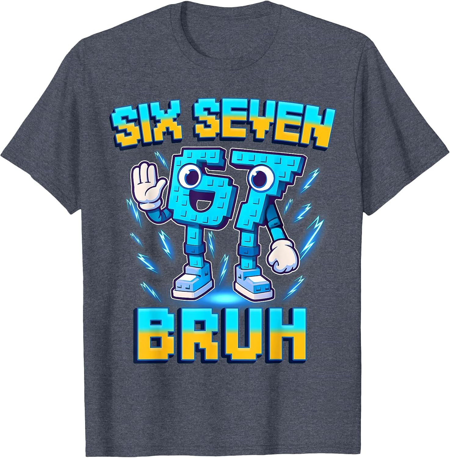 Six Seven Bruh Italian Brainrot Funny 67 Kids Gaming Meme T-Shirt image 3