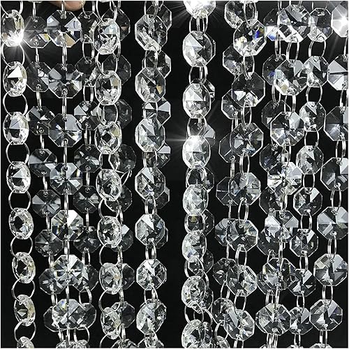 Miniatura 1 de Cuentas de cristal para lámpara de araña de 20 pies, cadena de lámpara de cuentas de vidrio transparente para boda, fiesta, bricolaje, decoración de