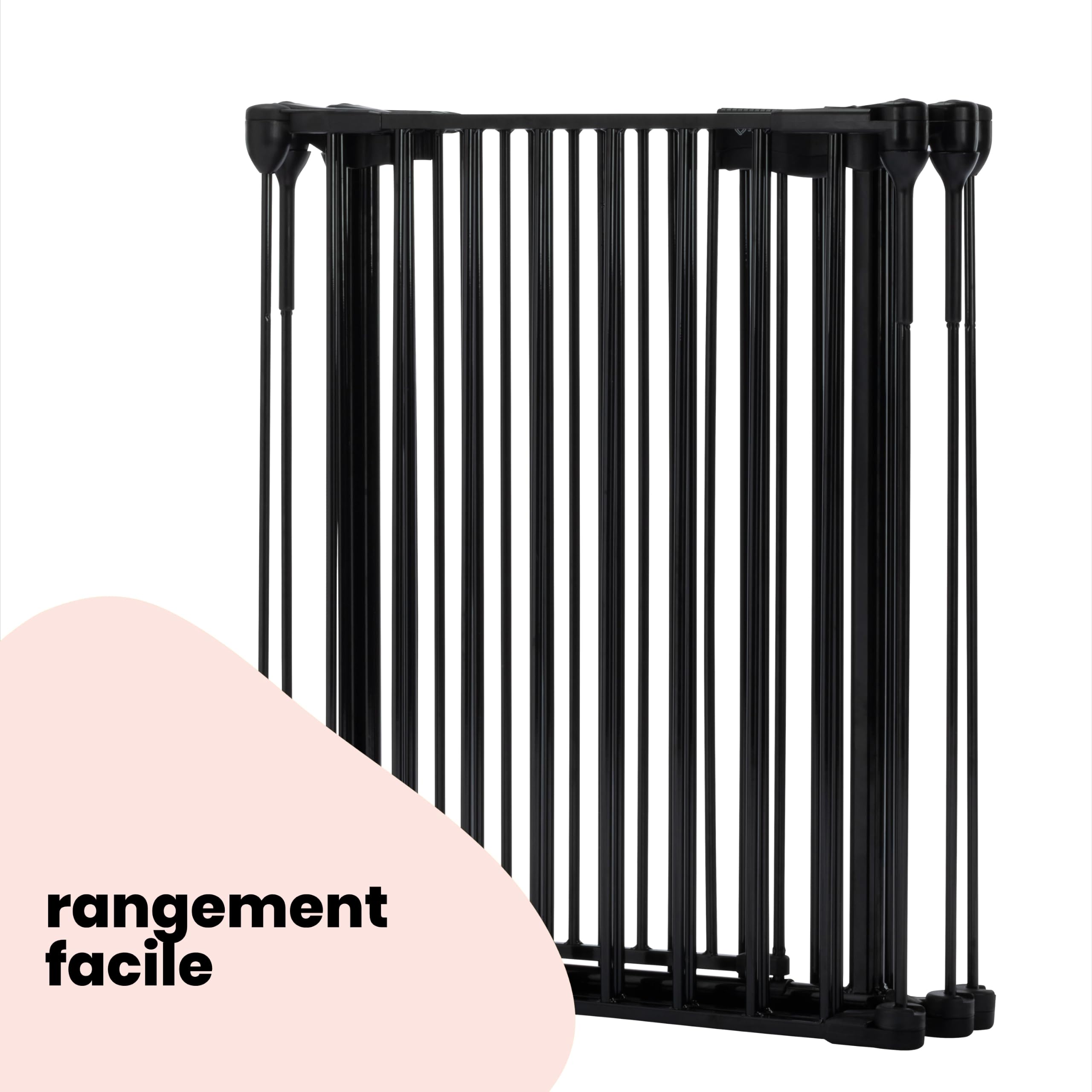 Safety 1st Modular 5 Panel Parc Bébé, 64-296 cm, Ouverture 1 Main, Black | Barrière Escalier Extra Large, Espaces Irréguliers et Larges, Verrou Extra Sûr, Installation Rapide et Facile