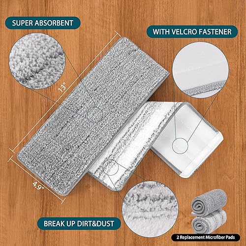 Miniatura 7 de Yicotira Almohadillas de repuesto para trapeador compatibles con JOYMOOP - Juego de mopa plana o cubo de trapeador  Almohadillas de microfibra