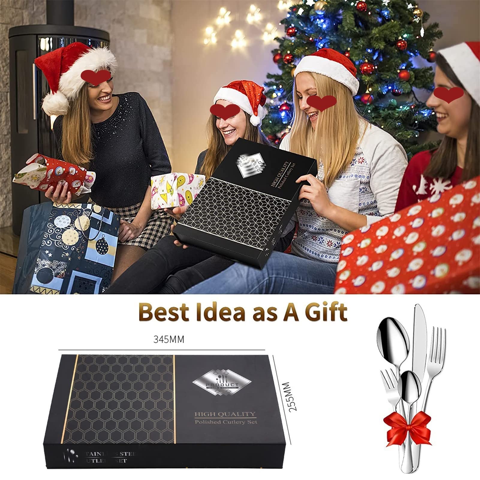 Juego de Cubiertos Acero Inoxidable 24 Piezas,Cubertería de Mesa para 6 Personas, Incluye Cuchillo/Tenedor/Cuchara/Cucharilla, Acabado Pulido Brillante para Cocina, Restaurante, Fiesta