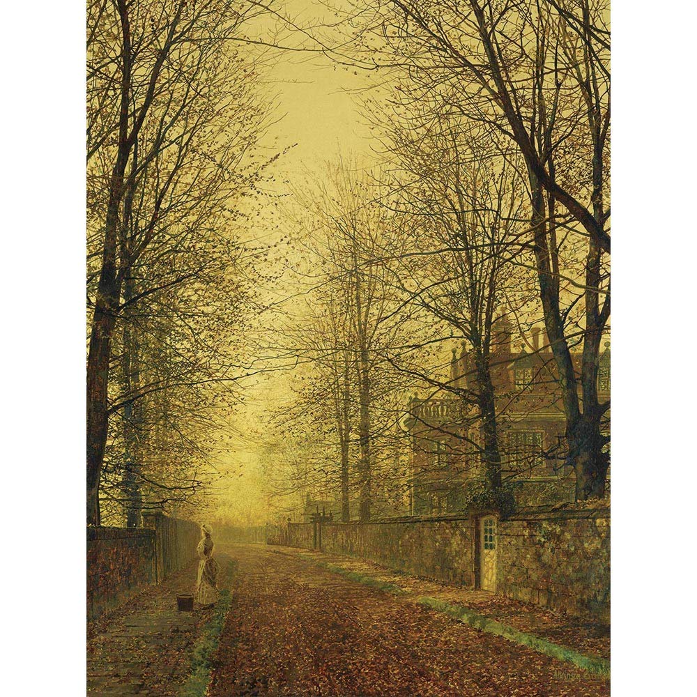 Wee Blue Coo John Atkinson Grimshaw Paintings Autumns Golden Glow Painting Art Print Poster Wall Decor 12X16 Inch