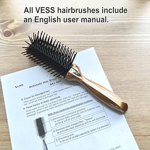 Miniatura 3 de Cepillo secador de pelo antiestático, cepillo alisador de pelo de viaje para mujeres y hombres, cepillo desenredante de secado con cerdas de acero