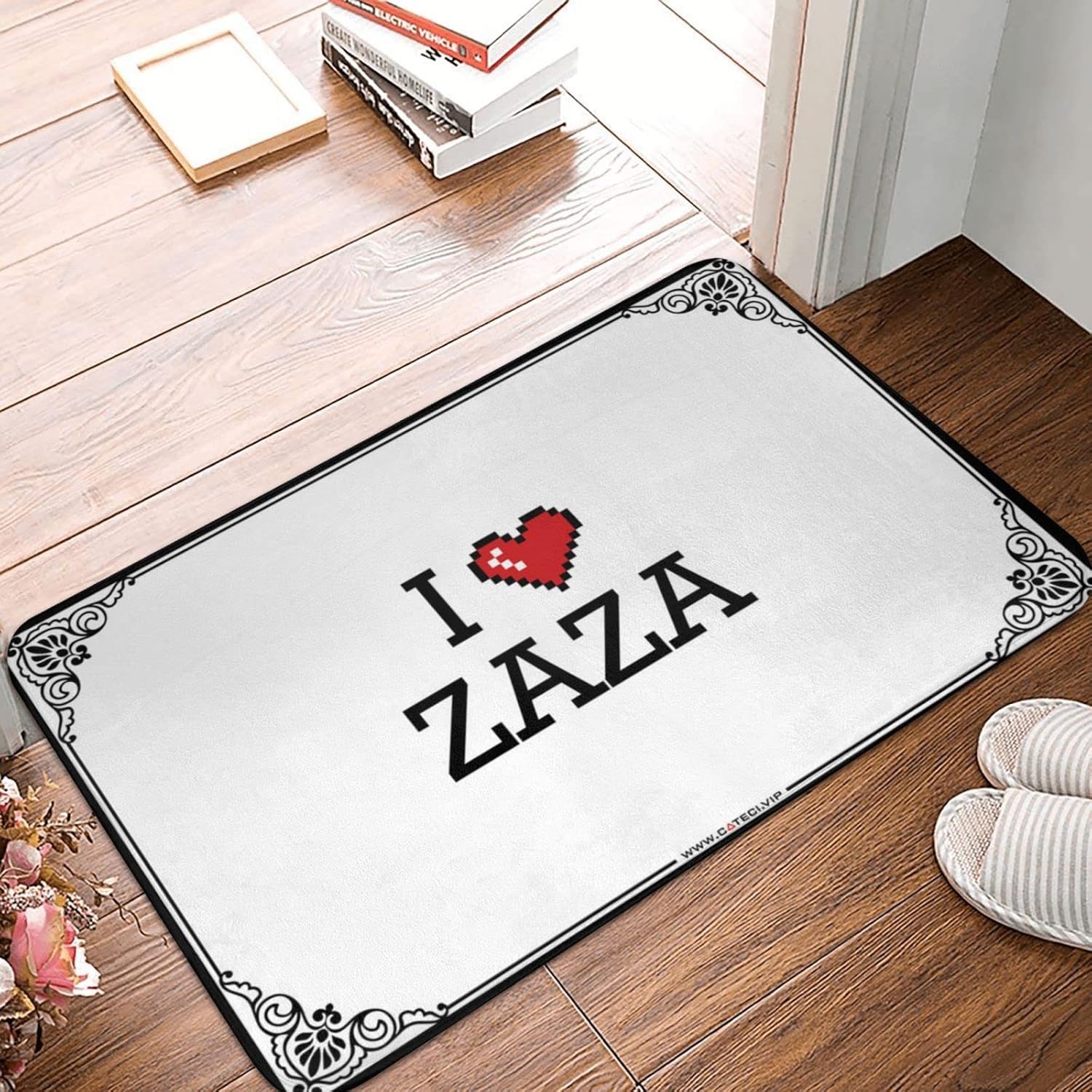 Outdoor Rug for Front Door I Love Zaza Doormat Entry Floor Mats Farmhouse Front Porch Decor (Color : Colour, Size : 65X90CM)