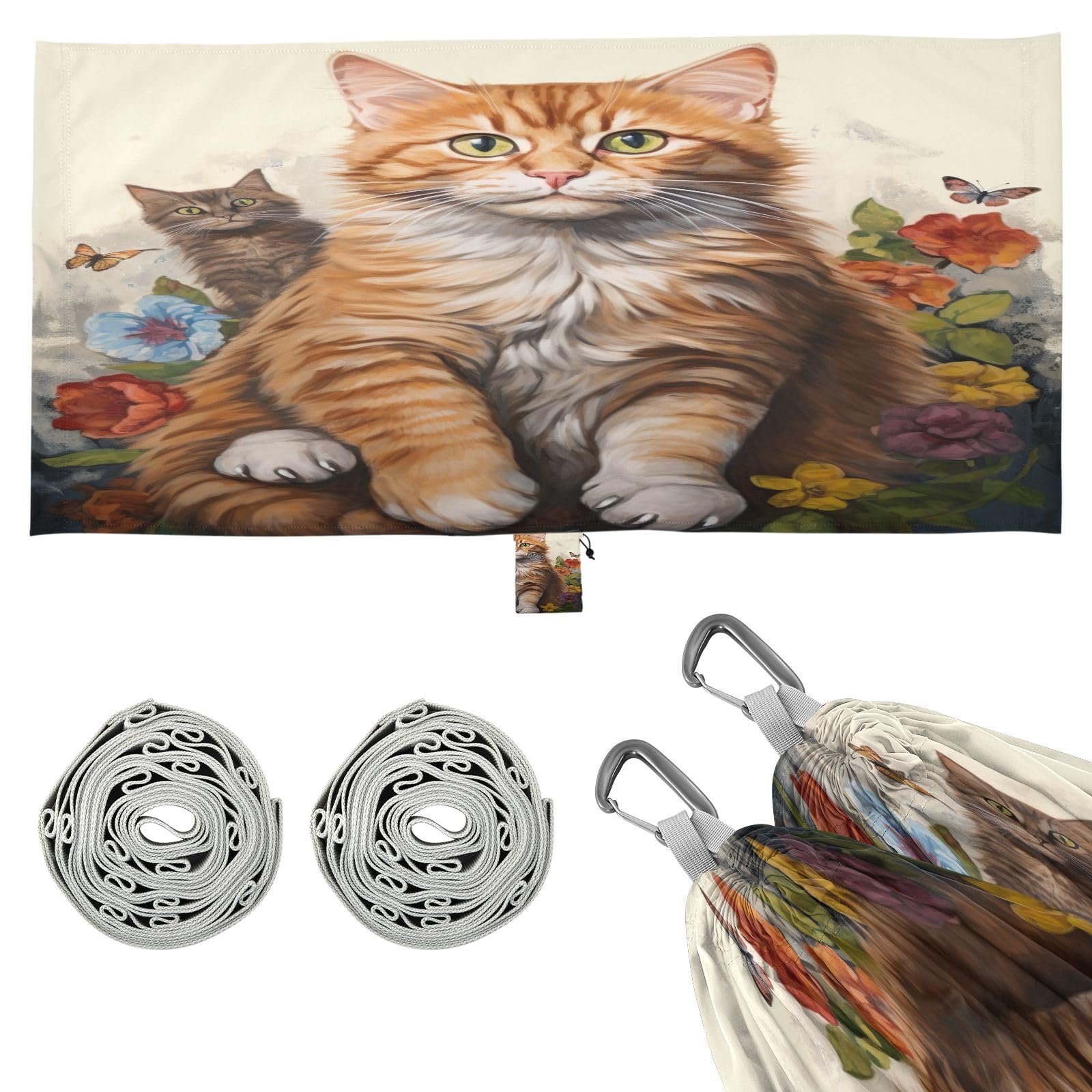 SDMKA Standing Cats Camping Hammock, 330 lbs with 2 Tree Straps, Carry Bag, Single Portable Hammock for Outdoor/Indoor, Hiking, Beach, Backpacking, Travel