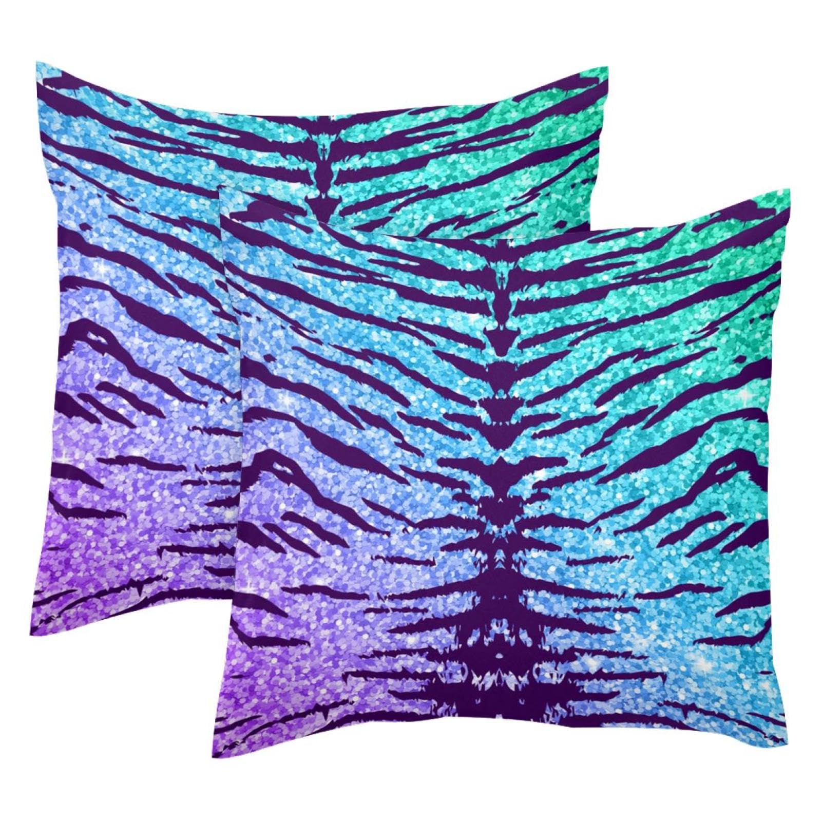 Housses de coussin à paillettes 45x45 cm de qualité supérieure motif tigre lot de 2