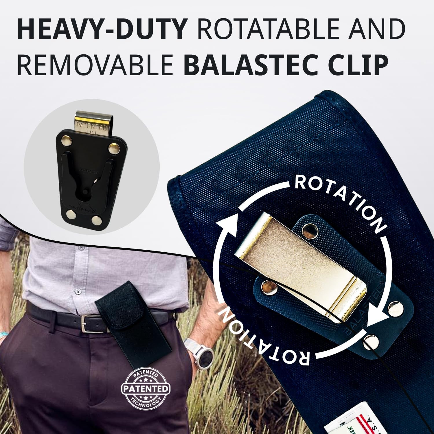 Turtleback Phone Belt Clip for Samsung Galaxy S26, S25 to S20 – Medium - Black Nylon Phone Holder Fits Commuter, Symmetry or Medium Style Cases – Heavy Duty Rotating Belt Clip, Magnetic Closure