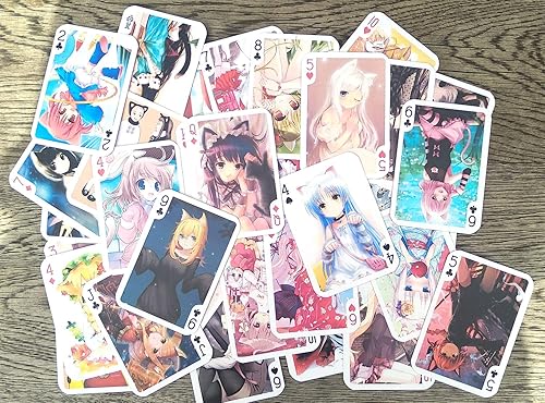 Miniatura 3 de Neko - Juego de cartas de anime (baraja de póquer, 54 cartas, todas diferentes), lindo Neko Catgirl Japón Manga Anime