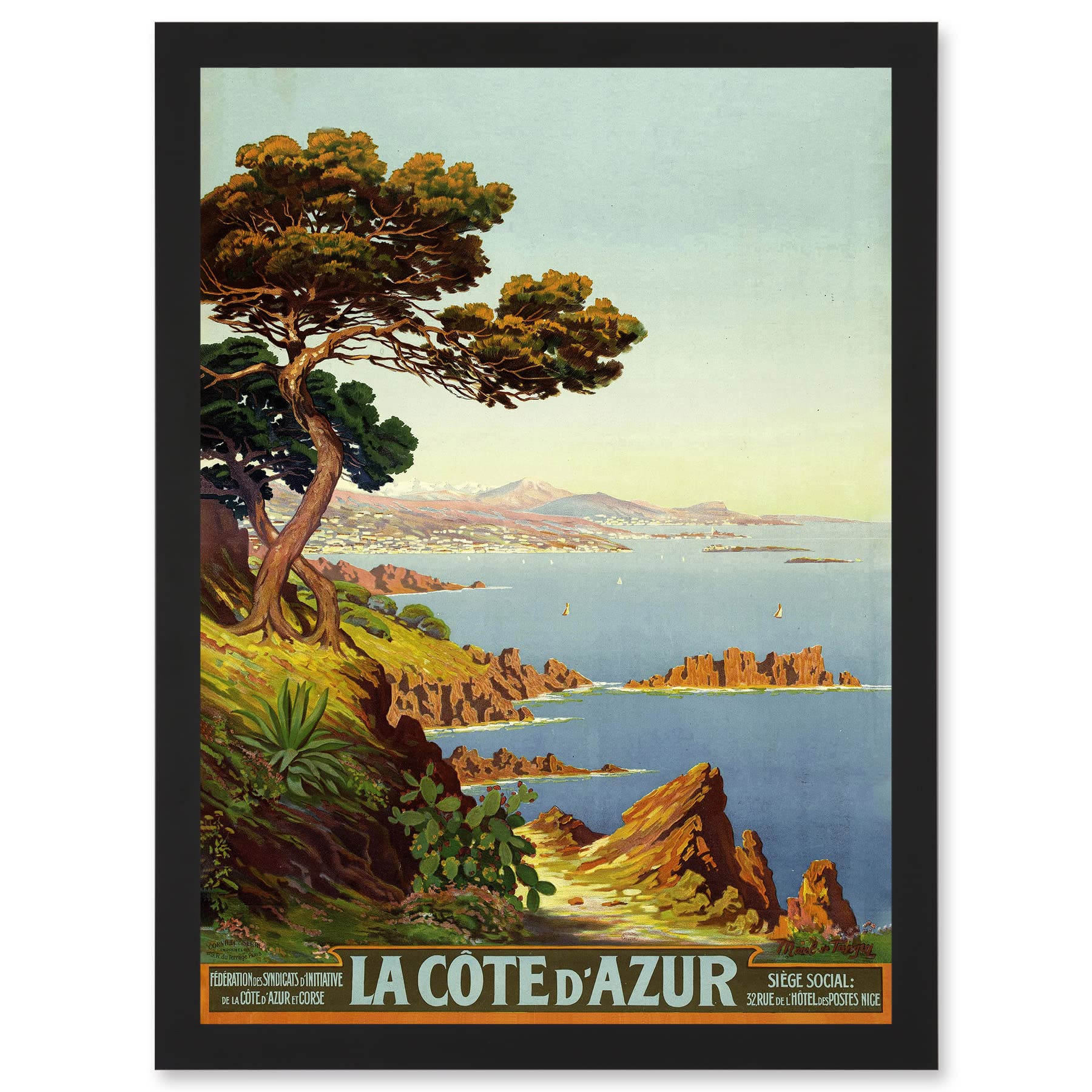 Artery8 De Tanguy La Cote D Azur France Travel Advert Wall Art PrintA4 Size from B&Q