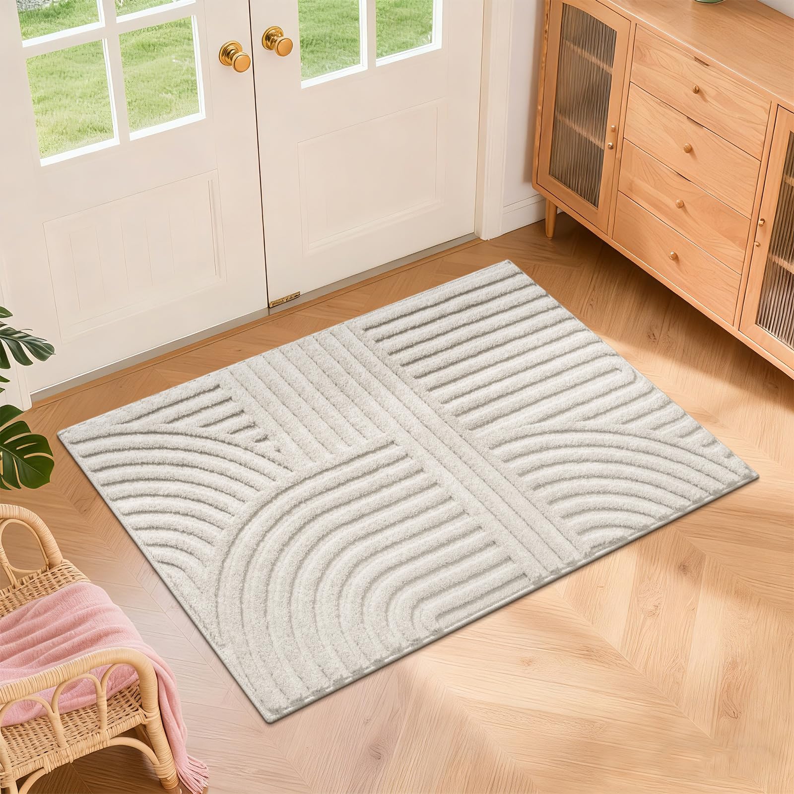 Pauwer 2x3 beige arch area rug for living room