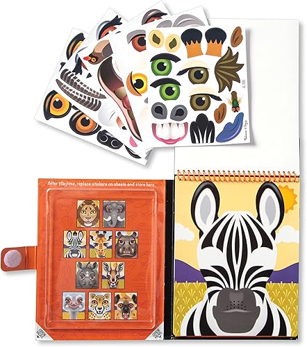 Miniatura 4 de Melissa & Doug Make-a-Face - Almohadilla adhesiva reutilizable de animales, paquete de 3 (safari, granja, mascotas)