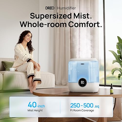 Miniatura 2 de Dreo Humidificadores para dormitorio, humidificador de niebla fría de gran tamaño de 6 litros para habitación grande, tiempo de funcionamiento de 60