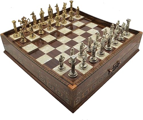 Miniatura 1 de Juego de ajedrez de metal 3D Royal British hecho a mano tablero de ajedrez de madera maciza natural con perla original almacenamiento interior King