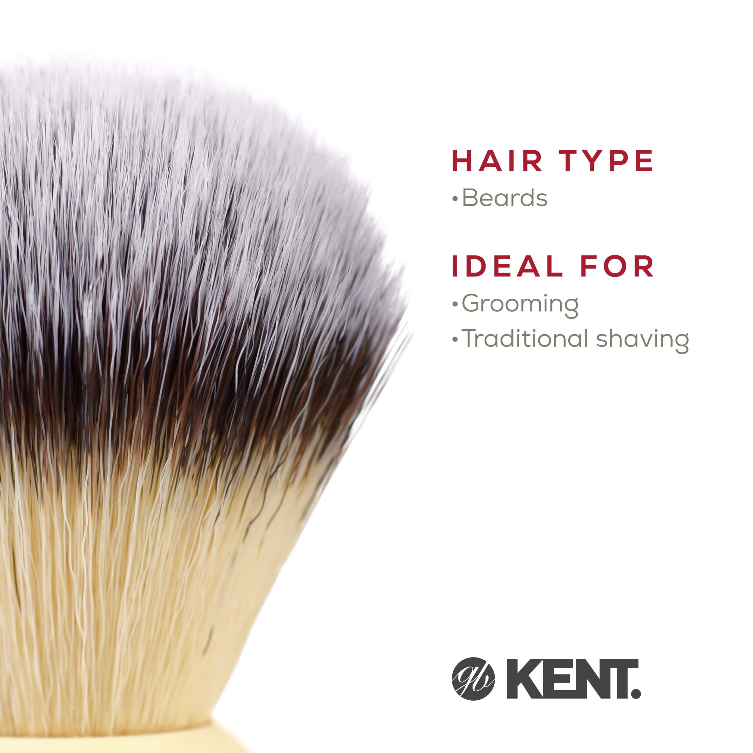Kent BK4S - Pennello da barba con setole sintetiche ultra morbide e manico in resina di avorio sintetico, da usare con crema da barba o sapone per una schiuma perfetta. Rasatura di lusso dal 1777