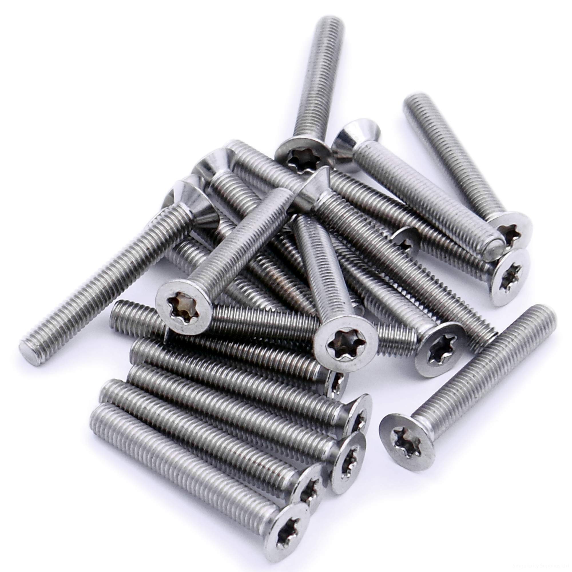 Singularity Supplies Silver M4 (4Mm X 50Mm) Tx Socket Countersunk Machine Screw (Bolt) - Stainless Steel (A2) (Pack Of 20)