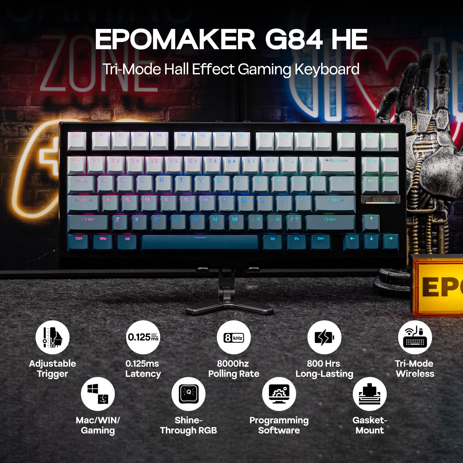Amazon | EPOMAKER G84 HE ワイヤレスゲーミングキーボード 8K