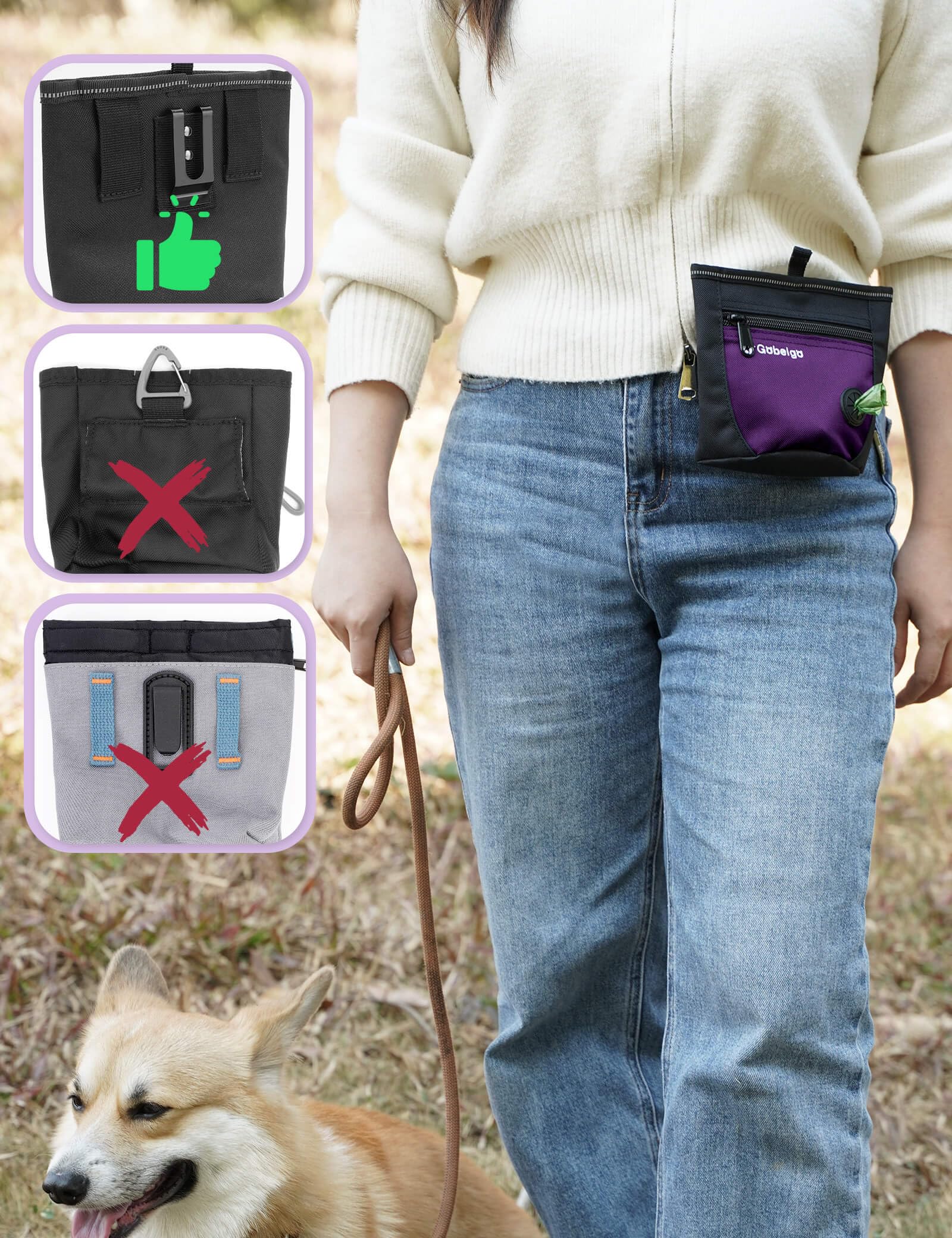 Gobeigo Dog Treat Pouch and Training Clicker, Upgrade Two Magnetic Closure to Prevent Spills - Image 4