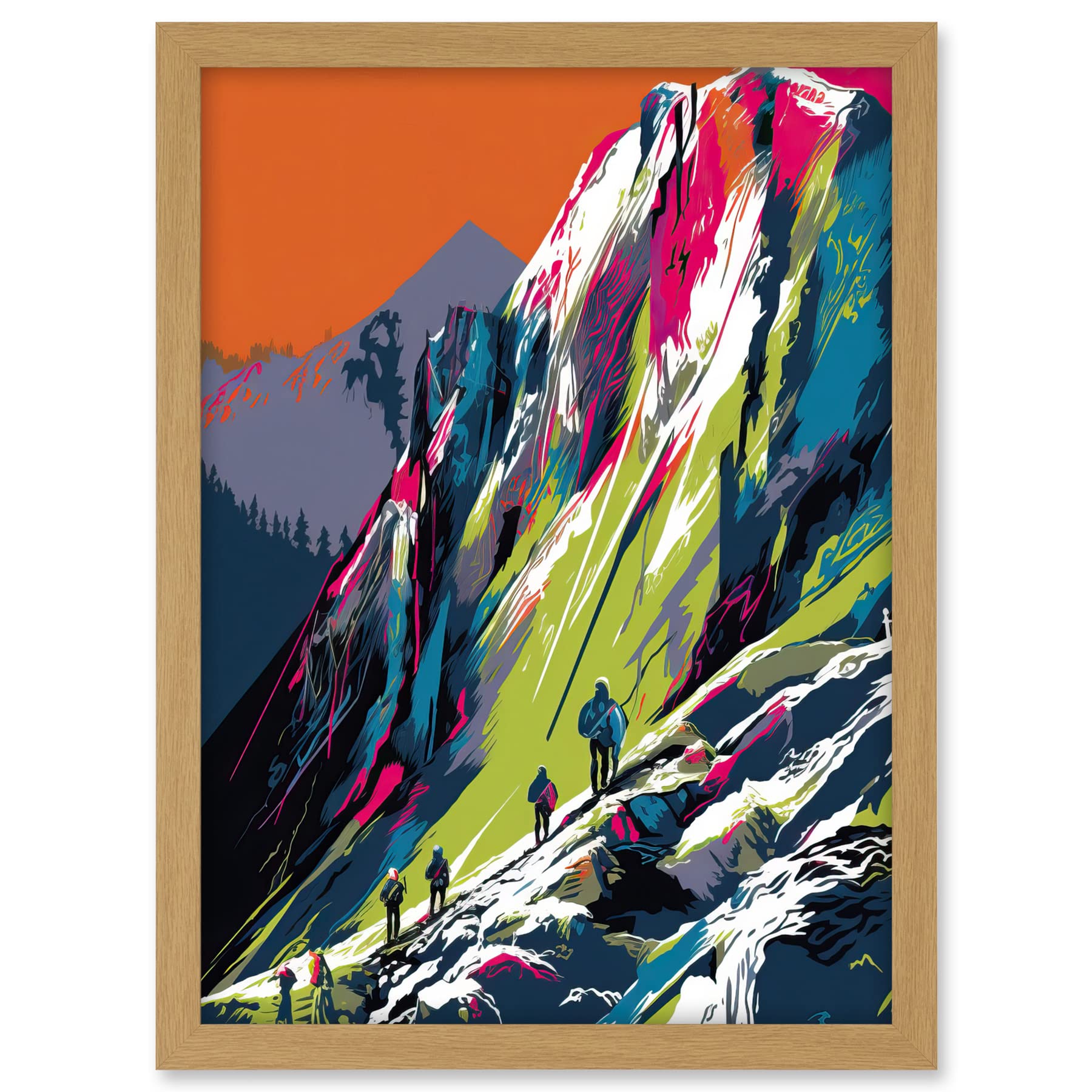 Artery8 Hikers on Helvellyn Mountain Ridge Landscape Artwork Framed A3 Wall Art Print