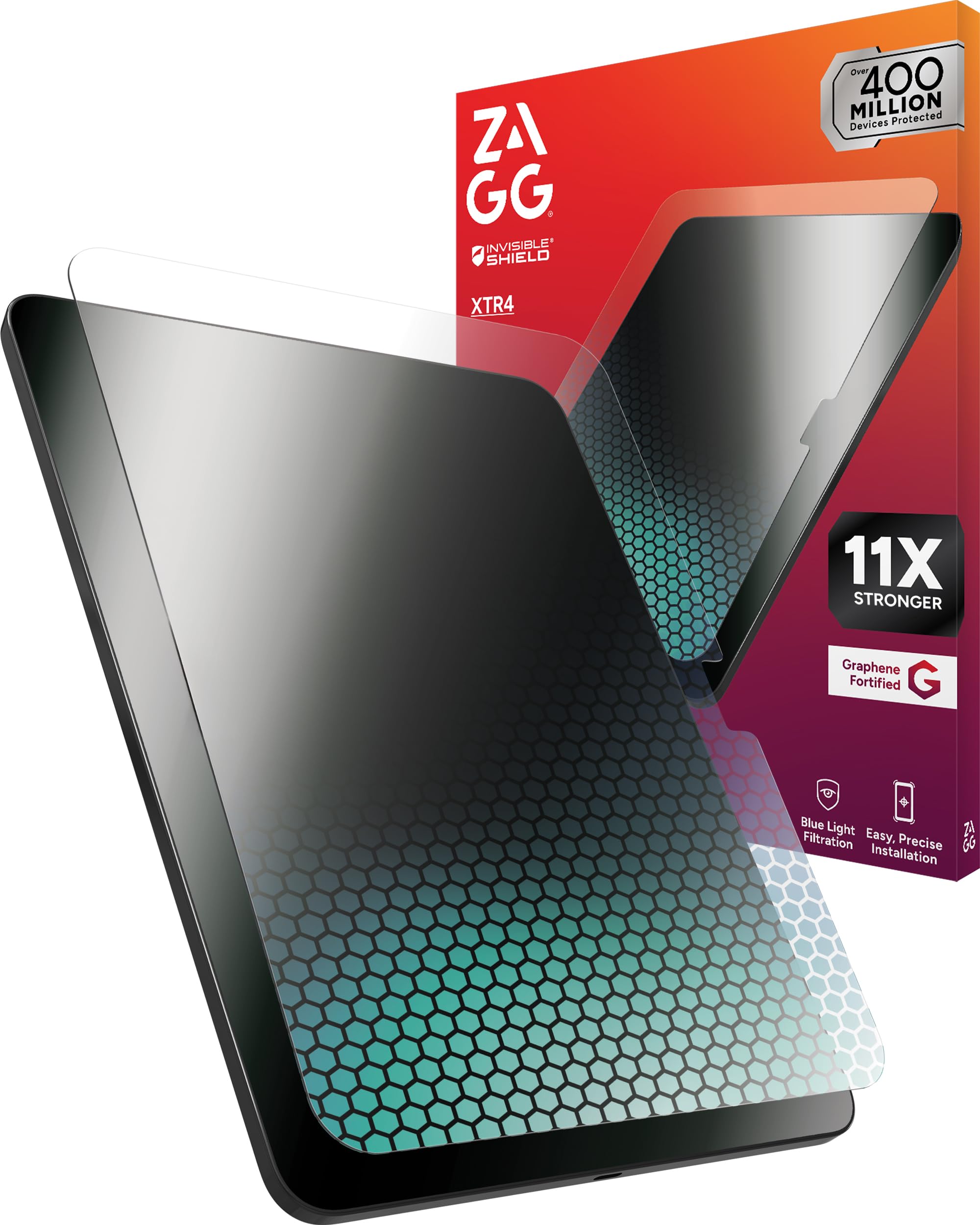 ZAGG XTR4 Screen Protector for iPad 11-inch (A16) & iPad 10.9-inch (10th Gen) – 11X Stronger with Graphene, Blue Light Filtration, Anti-Reflective, EZ