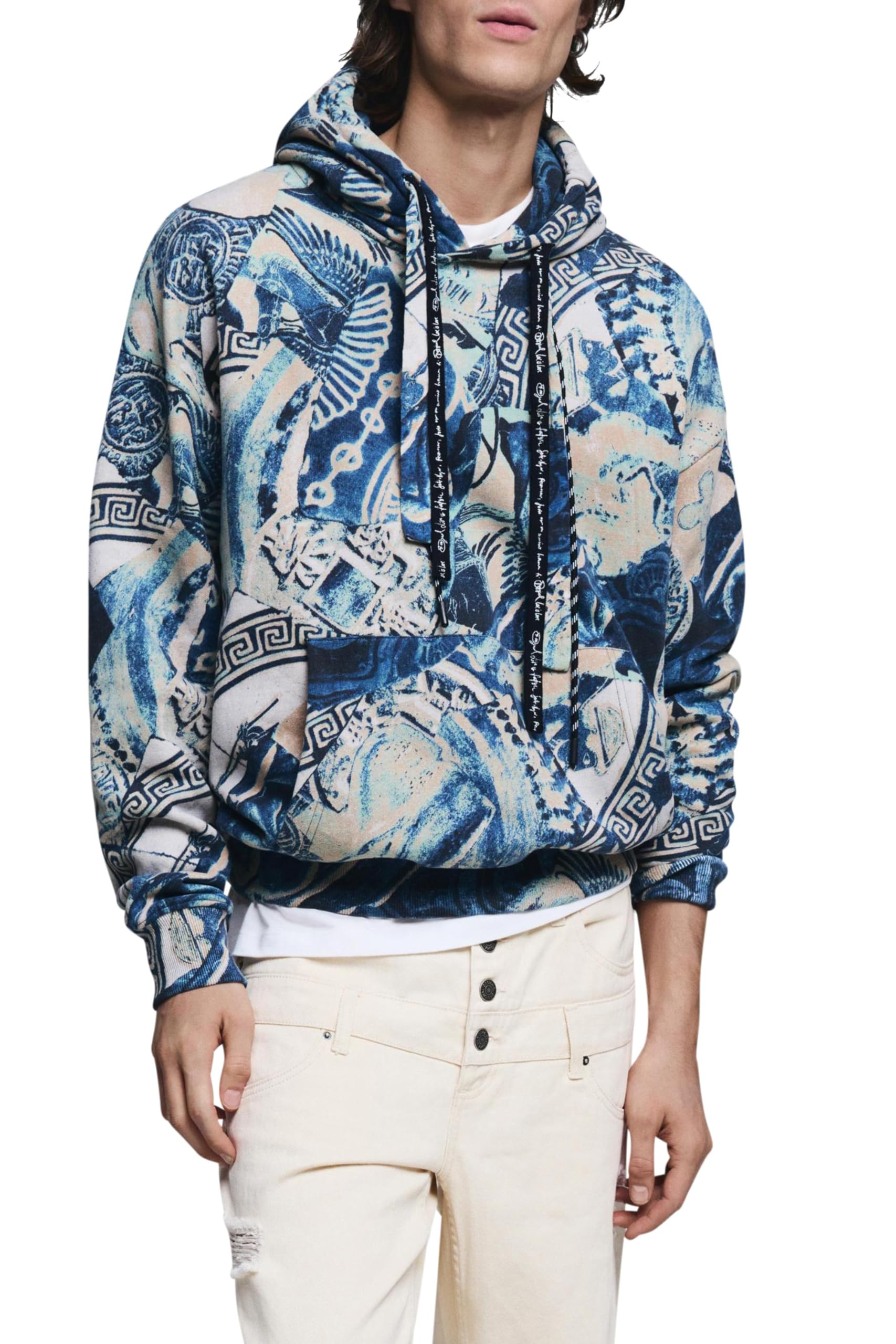 Desigual Herren Blau Sweat_mosaic Full Printe Sweatshirt, S Eu