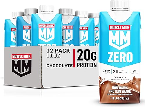 Muscle Milk Zero Protein Shake chocolate botella de 1116 onzas líquidas paquete de 12 003 onzas de proteína cero azúcar 100 calorías calcio