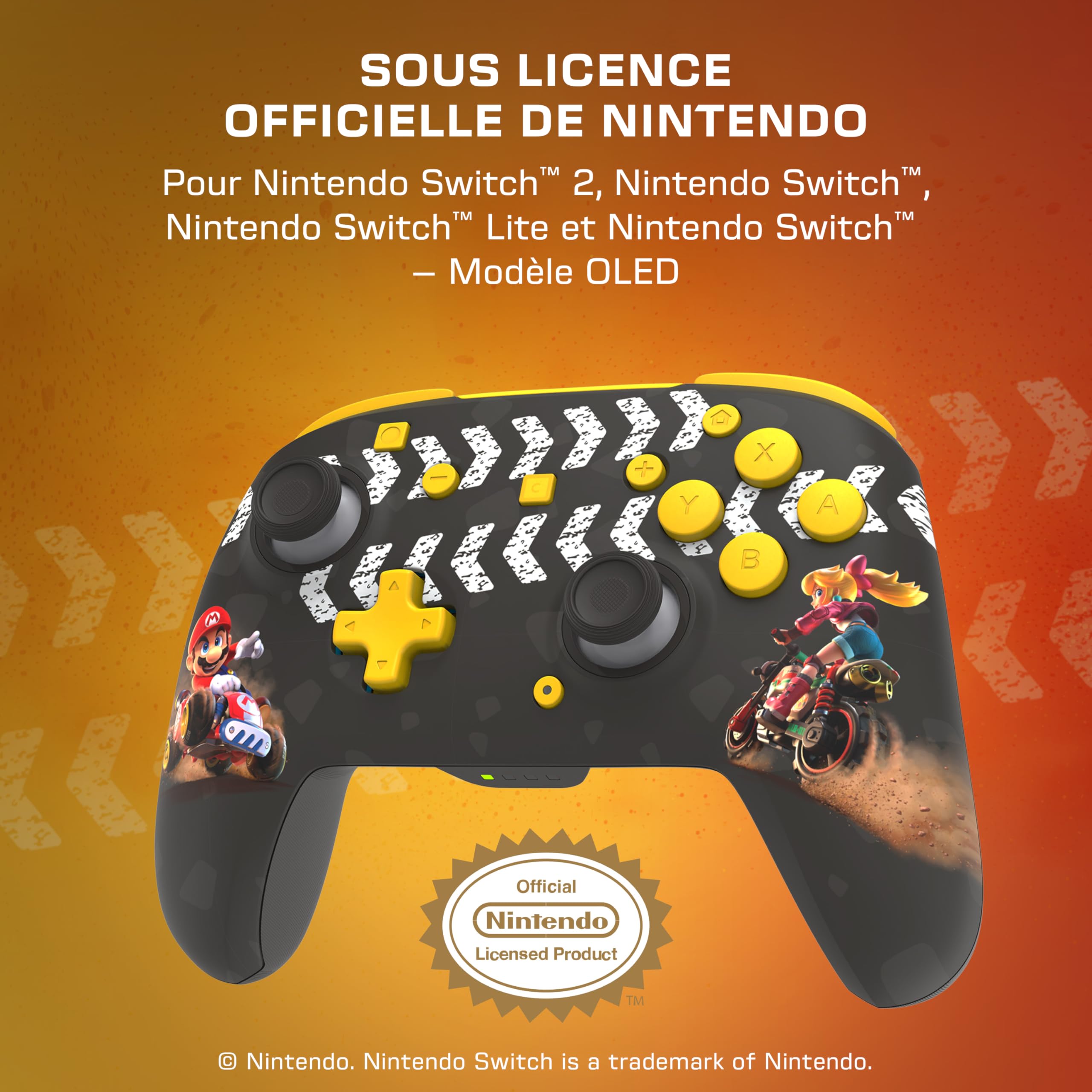 Turtle Beach Rematch - Mario Kart World manette sans fil sous licence officielle pour Nintendo Switch 2 et Nintendo Switch avec sticks TMR, RGB personnalisable et batterie rechargeable