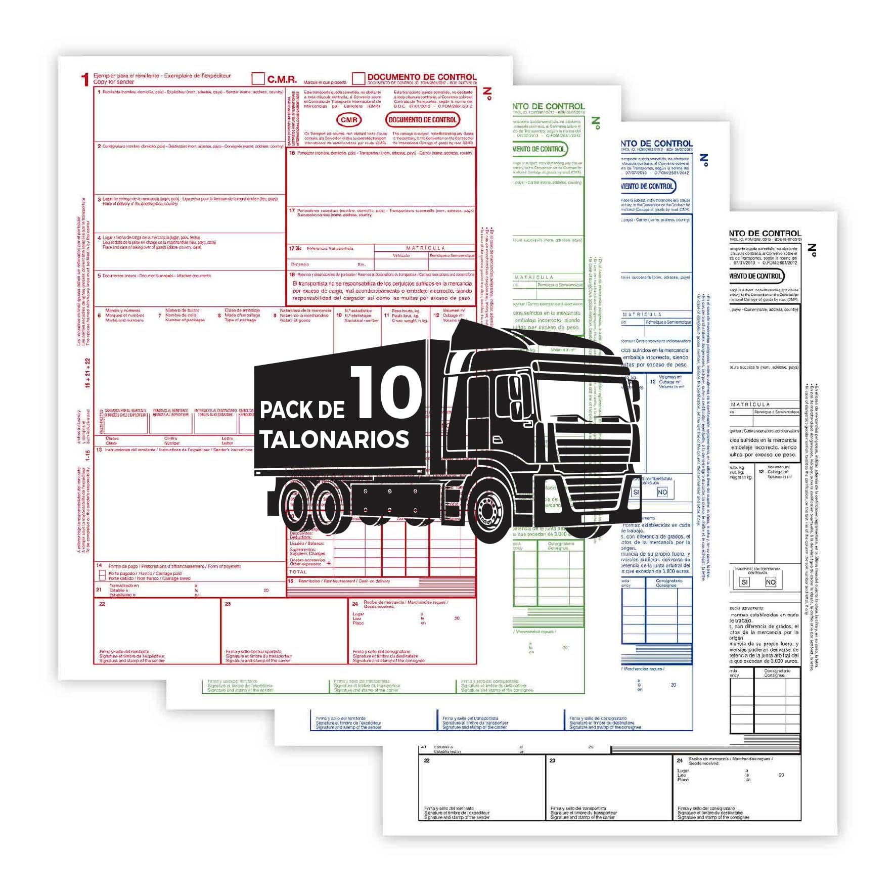 Paperafero - Pack 10 Talonarios CMR Transporte Internacional | Acordes a la Legislación Vigente (10)