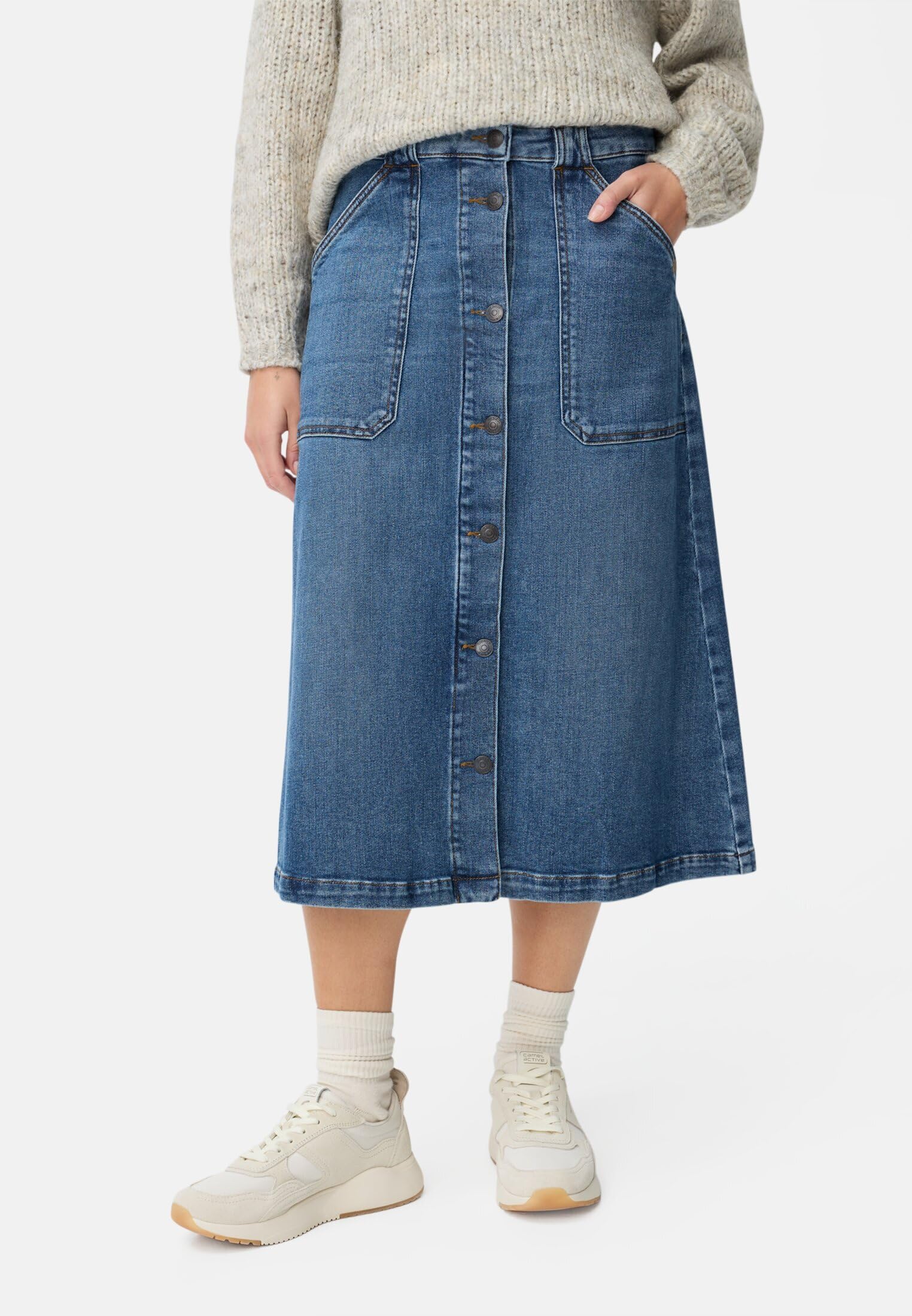 camel active Damen A-Linienrock aus einem Baumwollmix