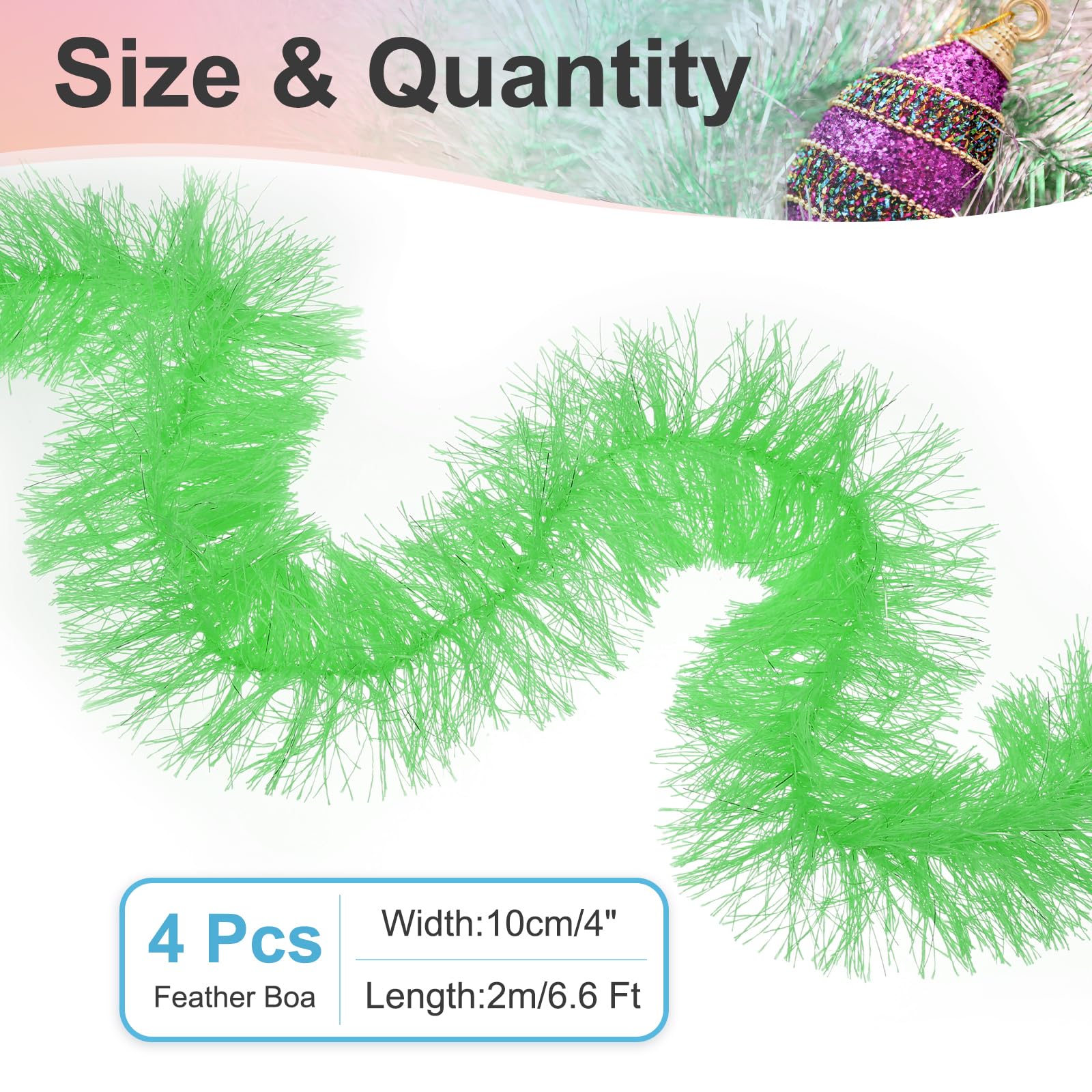 PATIKIL 6.6Ft Feather Boa, 4 Pcs Artificial Fluffy Feather Boas Party Decorations for DIY Crafts Wedding Costume, Christmas - Image 2