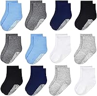 GRPSKCOS Non-Slip Toddler Socks 12 Pairs - Anti-Skid Grip Baby Socks for Infants Kids 0-7 Years Boys Girls