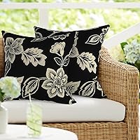Vista 27 de Paquete de 2 almohadas lumbares impermeables para exteriores con rellenos, 12 x 20 pulgadas, almohada decorativa rectangular para patio, hogar