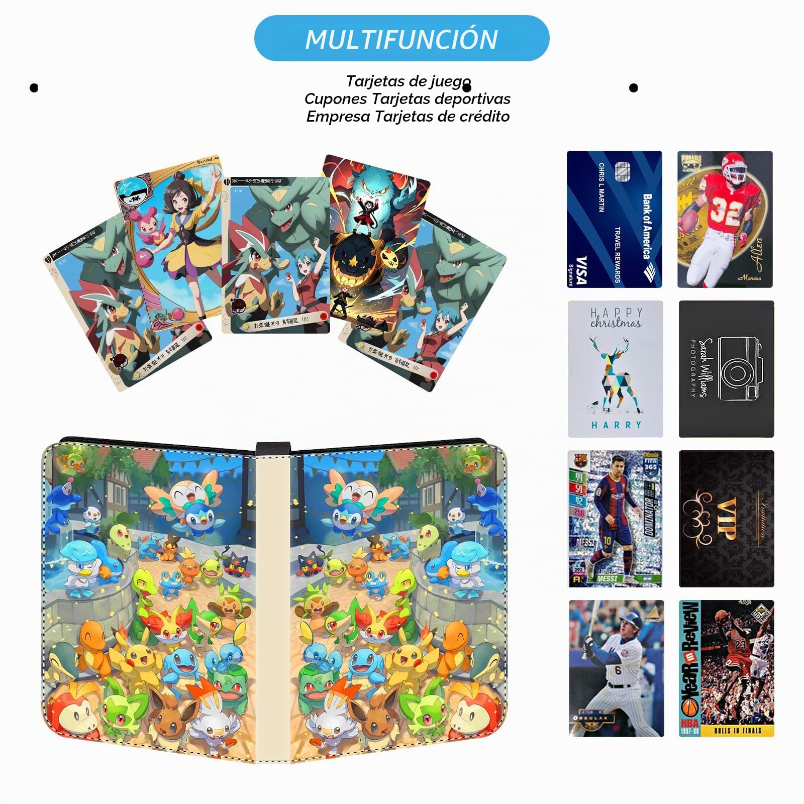 Álbum de colección para tarjetas, 55 páginas con capacidad para 440 tarjetas, álbum de coleccionistas, carpetas para cartas, porta tarjetas impermeable portátil, regalo para niños.
