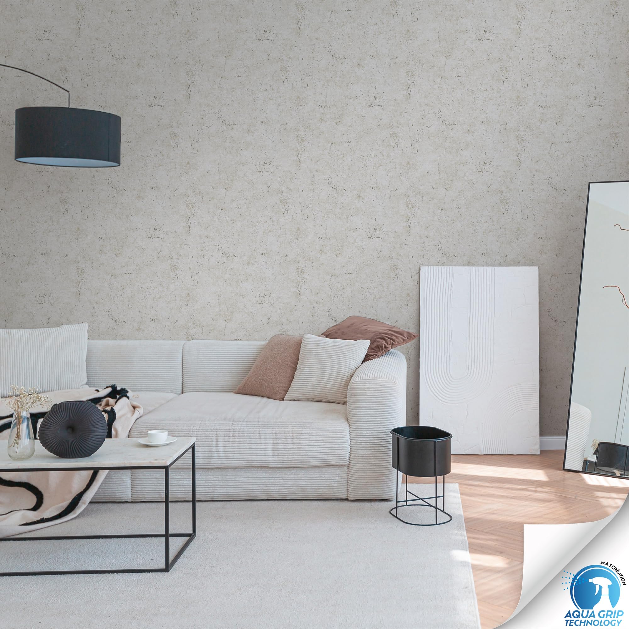 Livingwalls Wallpaper DESIGNDROP, precovered Non-Woven Wallpaper Concrete Monochrome in Grey, Silver, 10,05m x 0,53m - Image 4