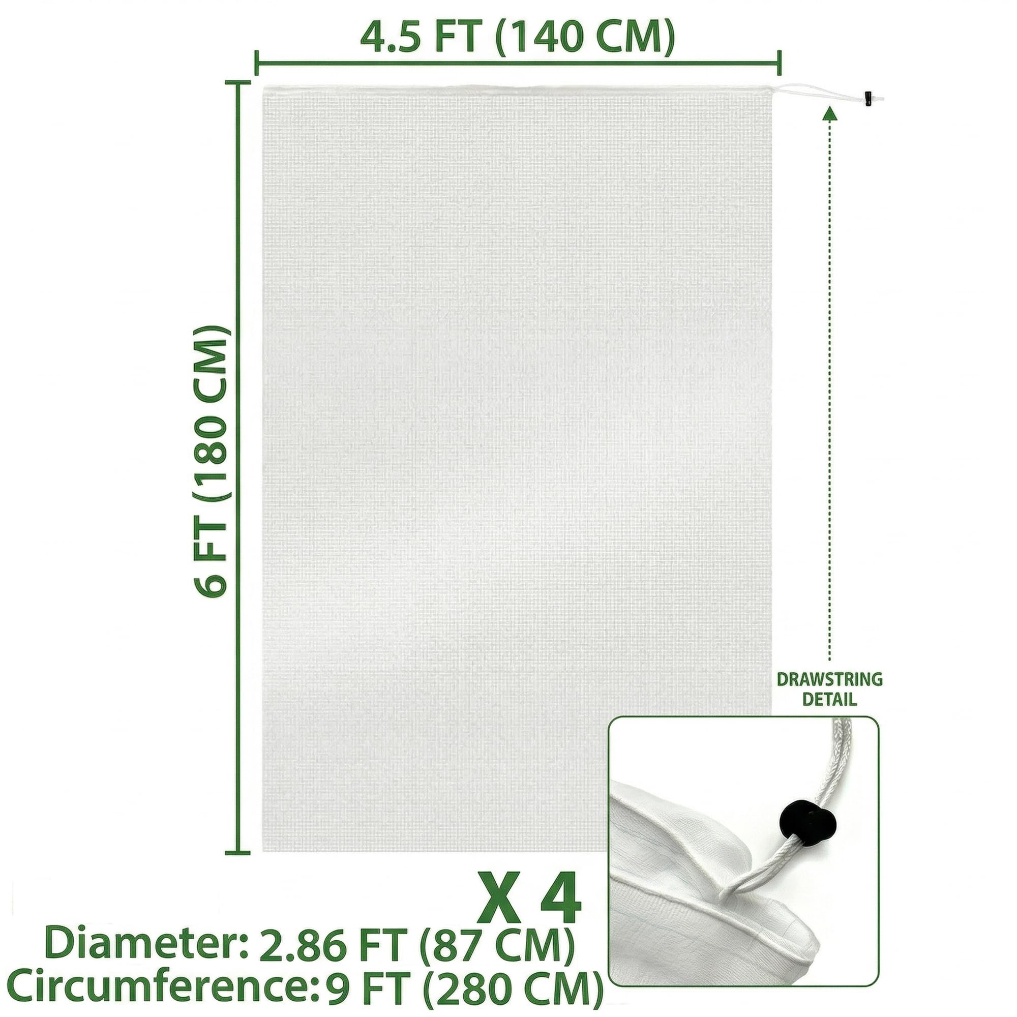 Rete Barriera per Insetti e Uccelli Con Coulisse 140x180CM in 4 Pezzi | Rete per Piante da Giardino di Diverse Dimensioni per la Protezione di Frutta, Mirtilli, Pomodori e Verdura
