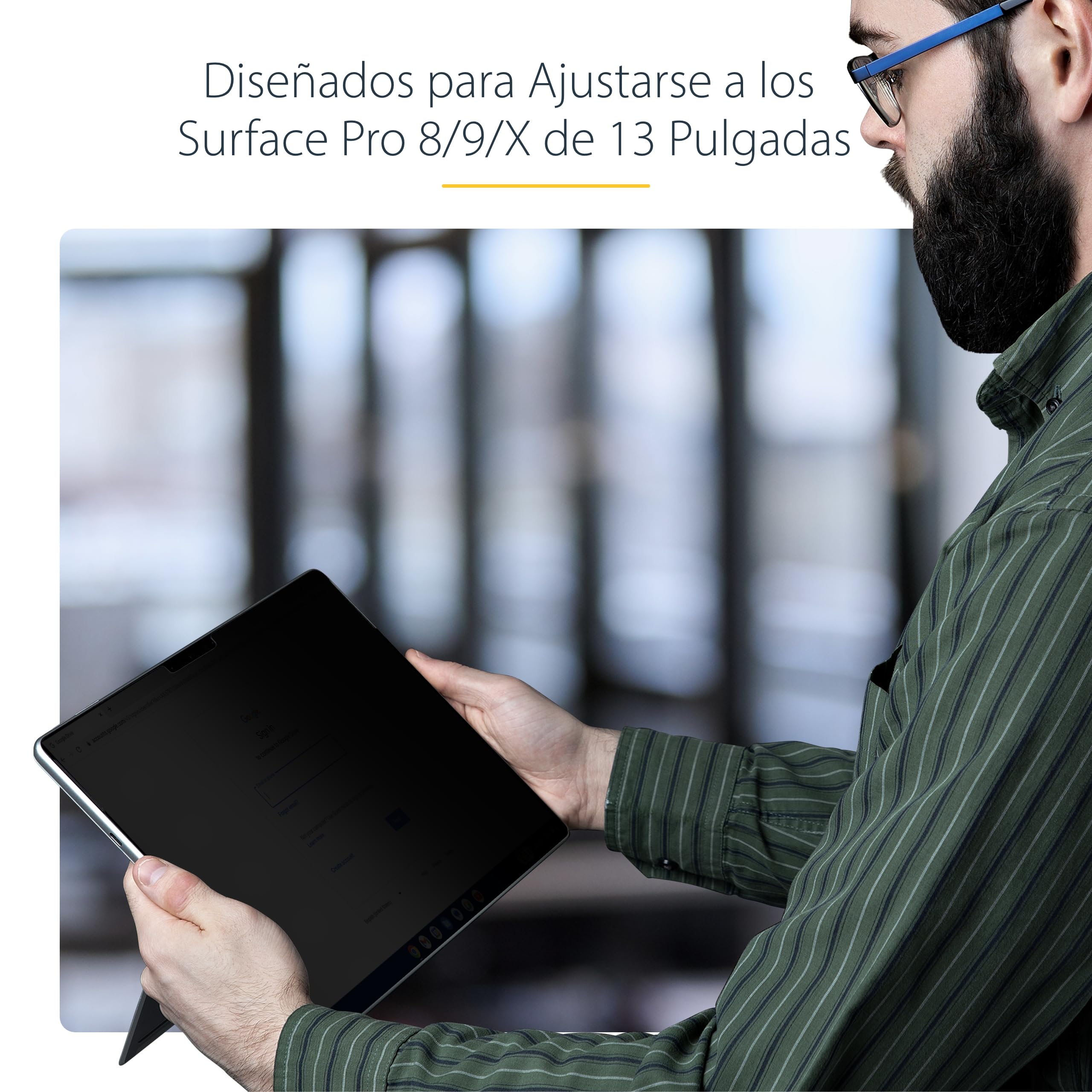 StarTech Filtro de Privacidad Táctil 4 Vías Horizontal/Vertical +/-30° Anti Luz Azul Mate para Surface Pro 8/9/X/11 de 13"