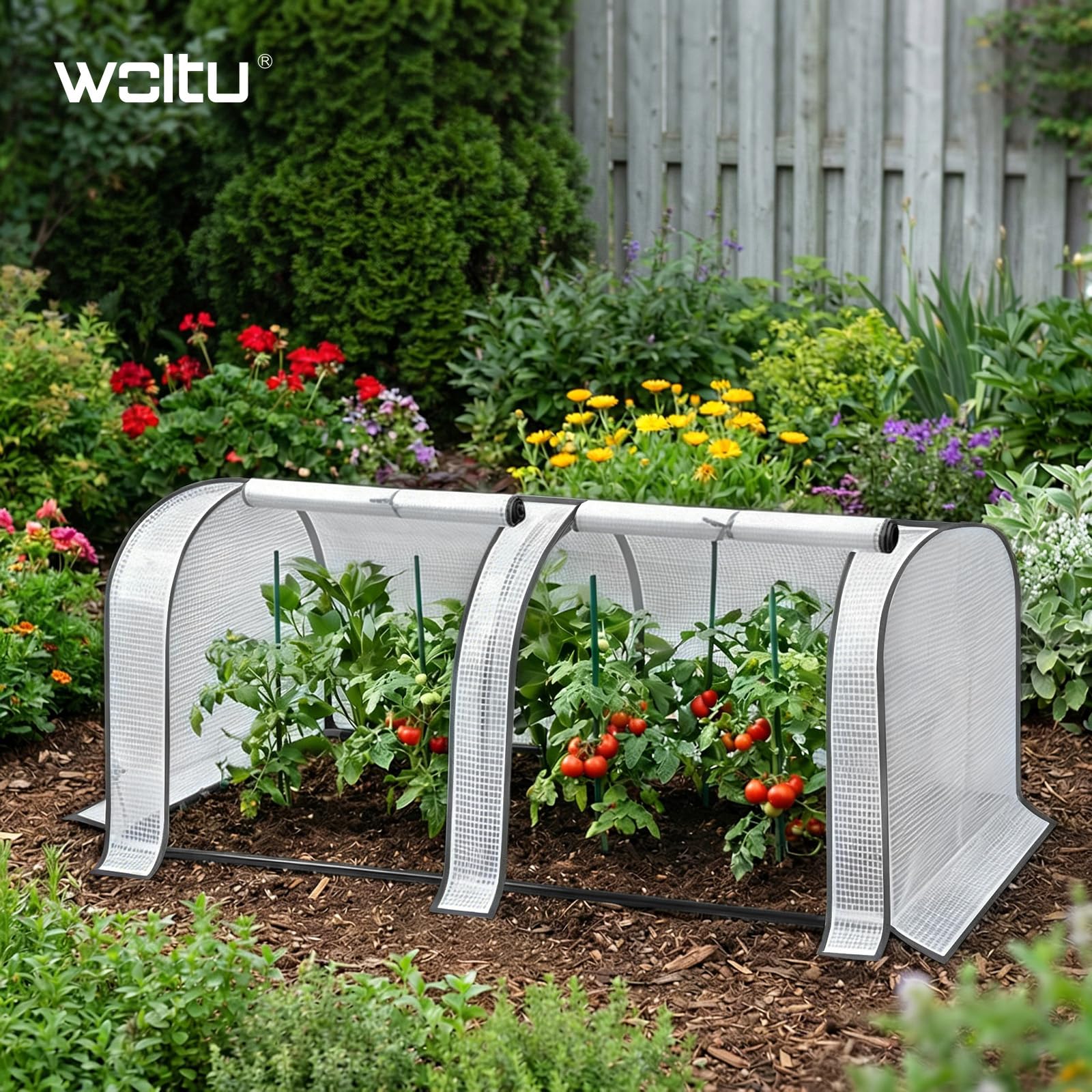 WOLTU Serre de Jardin, 130x60x50cm, Serre pour Plantes, en PE Imperméable et Demi-translucide 130g/m2, pour Protection de la Pluie, du Vent et de la Neige, Blanc