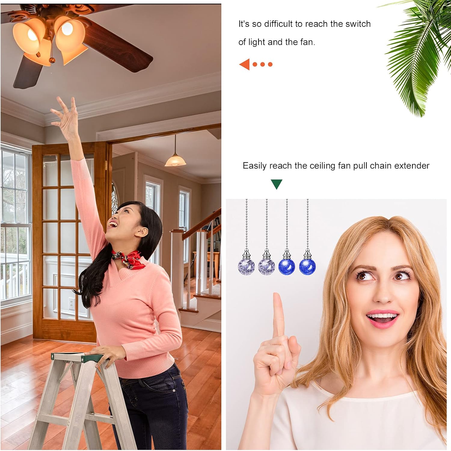 4 Pieces Purple Ice Cracked Ball Ceiling Fan Pull Chain Decorative Light Blue Crystal Ceiling Light Pull Chain Gorgeous Ornament 20.5 Inch Extension Lamp Pendant for Home Wedding Party Decor : Tools & Home Improvement